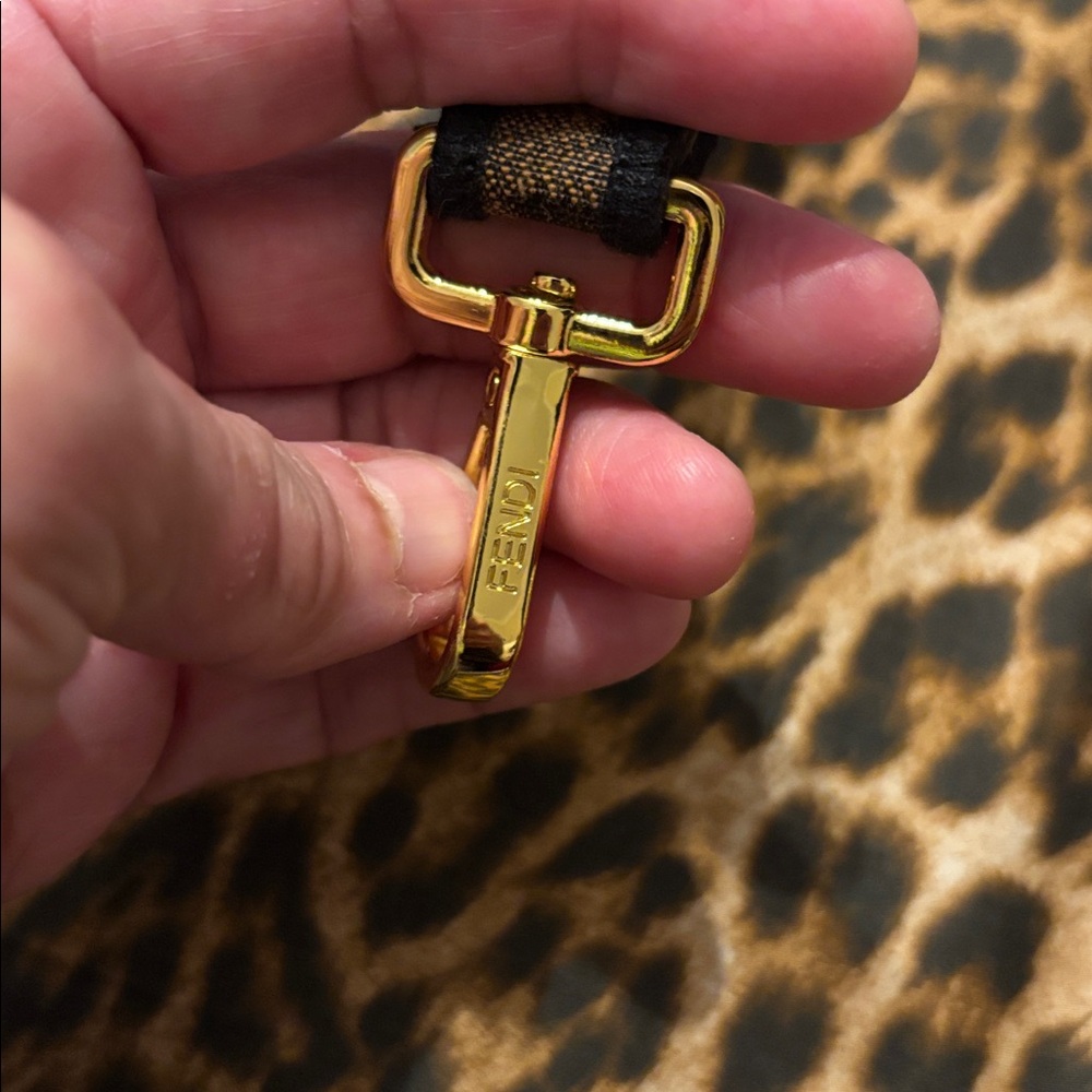 Fendi Gold and Brown Branded Purse Strap - Picture 3 of 5